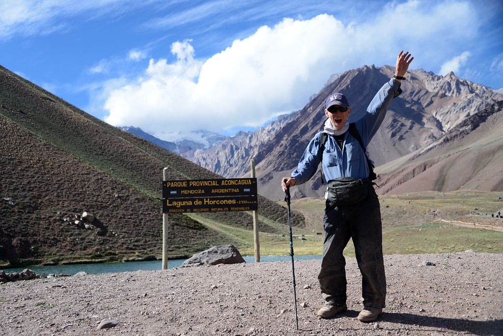 29 Jerome Ryan Happy To Be At Laguna de Horcones Almost To The Aconcagua Park Exit To Penitentes
